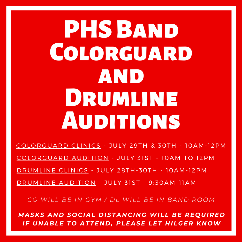 PHS Band - Colorguard and Drumline Clinics